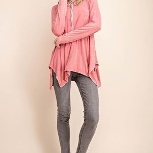 KoriAmerica Mineral Washed Hoodie S Salmon color